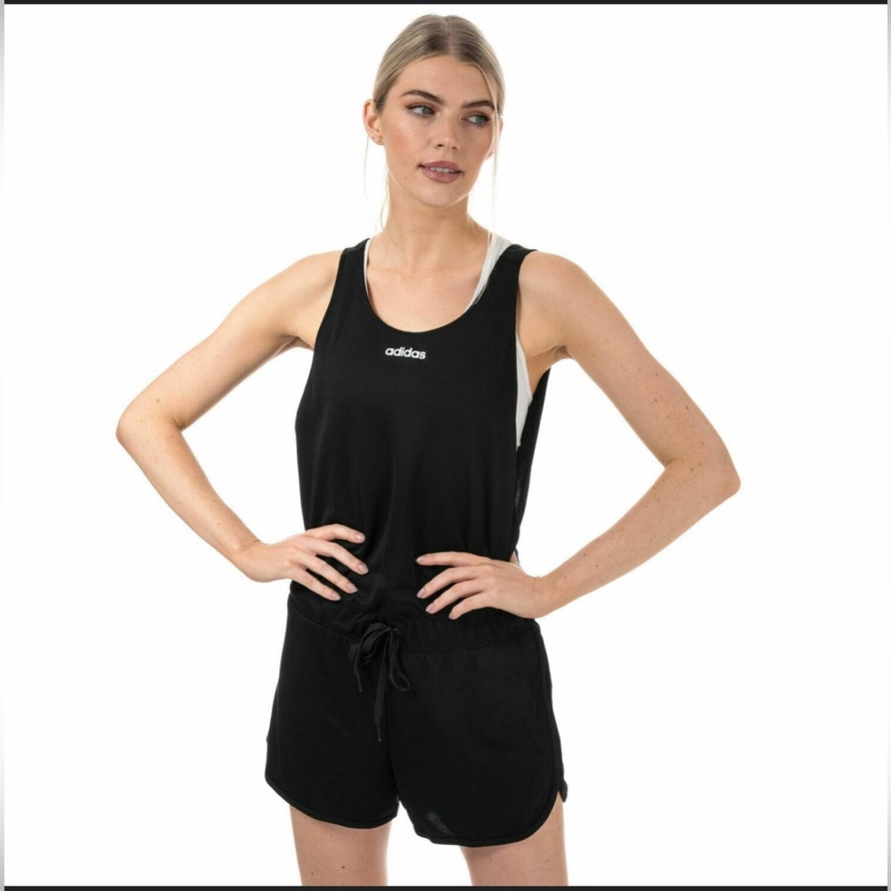 Adidas Women’s Black Sleeveless Jumpsuit Romper Size M Activewear Athletic